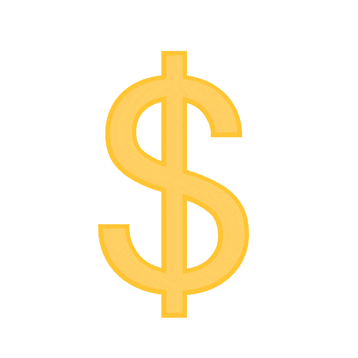 Gif of a floating money symbol, representing cost